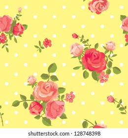 Seamless vintage floral rose pattern