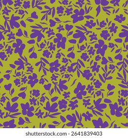 seamless vintage floral set pattern. simple hand drawn style. pretty pastel purple, rose romantic colors. folk motif, boundless decor. background for covers, wallpapers, gift wrap, childish postcards