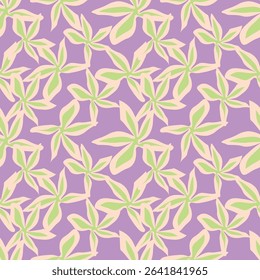 seamless vintage floral set pattern. simple hand drawn style. pretty pastel purple, rose romantic colors. folk motif, boundless decor. background for covers, wallpapers, gift wrap, childish postcards