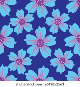 seamless vintage floral set pattern. simple hand drawn style. pretty pastel purple, rose romantic colors. folk motif, boundless decor. background for covers, wallpapers, gift wrap, childish postcards