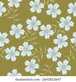 seamless vintage floral set pattern. simple hand drawn style. pretty pastel purple, rose romantic colors. folk motif, boundless decor. background for covers, wallpapers, gift wrap, childish postcards