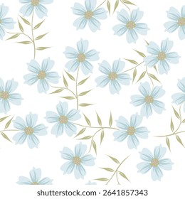seamless vintage floral set pattern. simple hand drawn style. pretty pastel purple, rose romantic colors. folk motif, boundless decor. background for covers, wallpapers, gift wrap, childish postcards