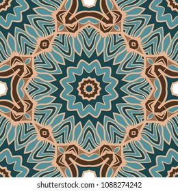 Seamless vintage , floral style geometric pattern. Vector illustration. For design, wallpaper, background, print