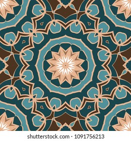 Seamless vintage , floral style geometric pattern. Vector illustration. For design, wallpaper, background, print