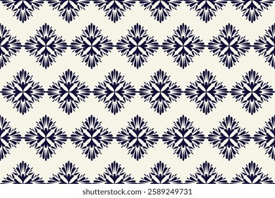 Seamless Vintage Floral Tile Pattern in Navy Blue – Elegant Ornamental Design for Wallpaper, Fabric, and Interior Decoration