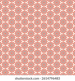 seamless vintage floral tile pattern features terracotta motifs on a soft cream background, ideal for use in textiles, wallpapers, wrapping paper, and decorative projects with a retro touch