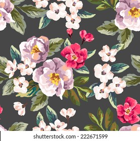 seamless vintage floral vector pattern