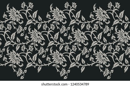 Seamless vintage flower border