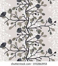 Seamless vintage flower border pattern with abstract background