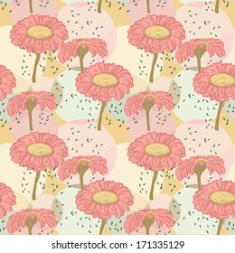 Seamless vintage flower, floral pattern vector background 