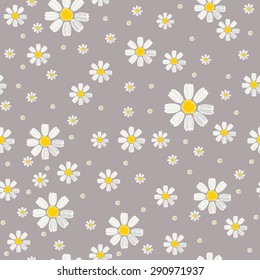 Seamless Vintage Flower Pattern With Chamomiles