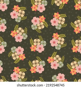 Seamless vintage flower pattern. Classic floral illustration