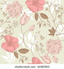 seamless vintage flower pattern, floral vector