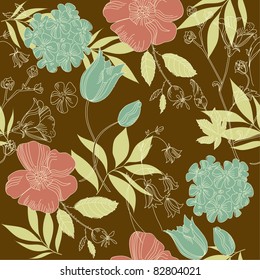 seamless vintage flower pattern, floral vector