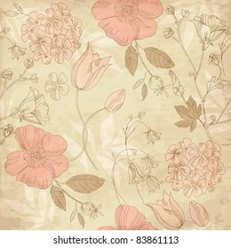 seamless vintage flower pattern, floral vector