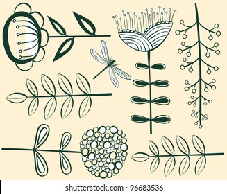 seamless vintage flower pattern herbarium. Vector illustration