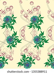seamless vintage   flower pattern on yellow background