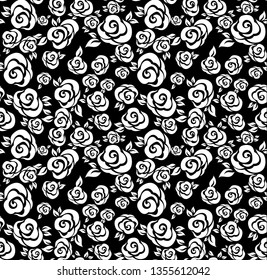 seamless vintage   flower pattern on black background