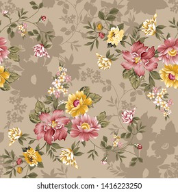 seamless vintage flower pattern on background