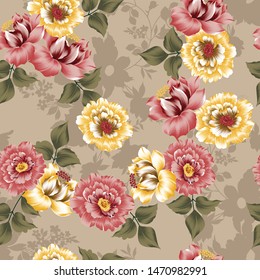 seamless vintage flower pattern on muster