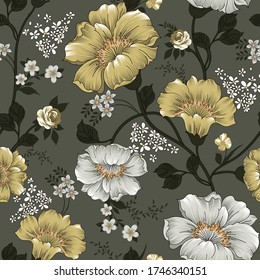 seamless  vintage flower pattern  on background 