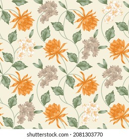 seamless vintage flower pattern on background