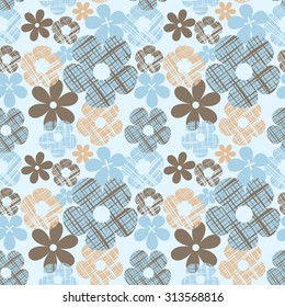  seamless vintage  flower pattern on blue background