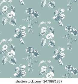 seamless vintage flower pattern with Textile Allover Design on green
Background.