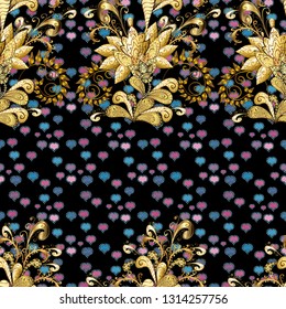 Seamless Vintage Flower Pattern. Vector Hip fabric pattern.