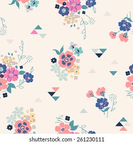 seamless vintage flower pattern vector