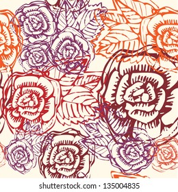 Seamless vintage flower rose pattern. Vector illustration. Eps 8
