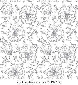 Seamless vintage flower vector pattern
