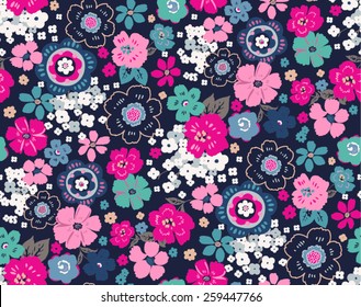 seamless vintage flowers pattern vector