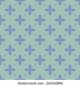 Seamless vintage geometric pattern blue and green colors