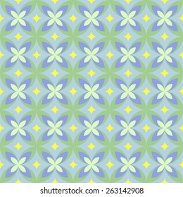 Seamless vintage geometric pattern blue and green colors