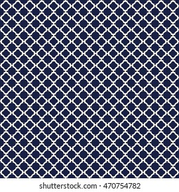 Seamless Vintage Geometric Quatrefoil Lattice Pattern