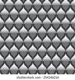 Seamless vintage grayscale ogee pattern vector