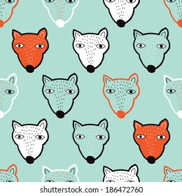Seamless vintage grizzly bear illustration background pattern in vector for kids