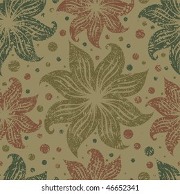 Seamless vintage grunge floral pattern with lilly