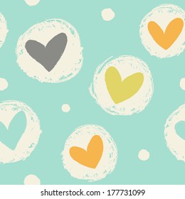 Seamless vintage heart background in pretty colors. 