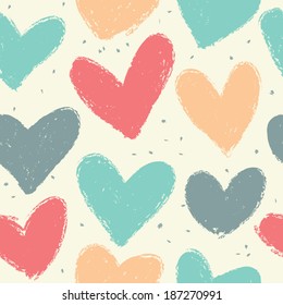 Seamless vintage heart background in pretty colors. Great for Baby, Valentine's Day, Mother's Day, wedding, scrapbook, surface textures.