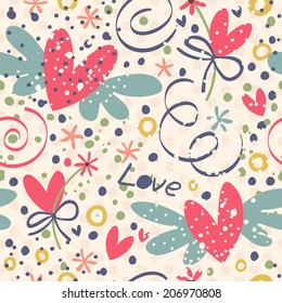 Seamless vintage heart background in pretty colors. Great for Baby, Valentine's Day, Mother's Day, wedding, scrapbook, surface textures.