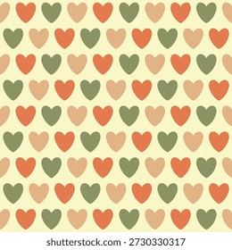 Nahtloses Vintage-Herzmuster in warmen Retro-Farben