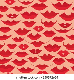 Seamless vintage hot lips pattern. Vector illustration.