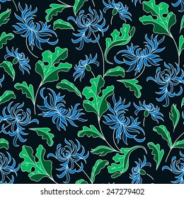 Seamless vintage japanese pattern with lily