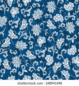 Seamless vintage japanese pattern with lily