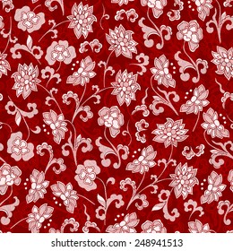 Seamless vintage japanese pattern with lily
