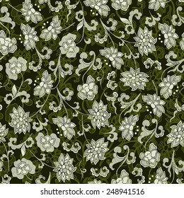 Seamless vintage japanese pattern with lily