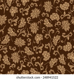 Seamless vintage japanese pattern with lily
