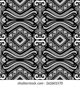 Seamless Vintage Lace Pattern (Vector). Hand Drawn Ethnic Texture
